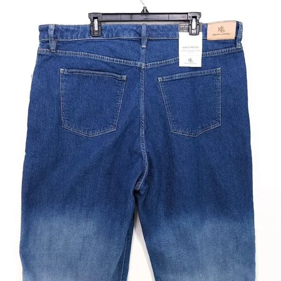 Lauren Ralph Lauren Capris Jeans Women's Pants 20W Ombre Blue Wide Leg Raw Hem - Picture 3 of 15